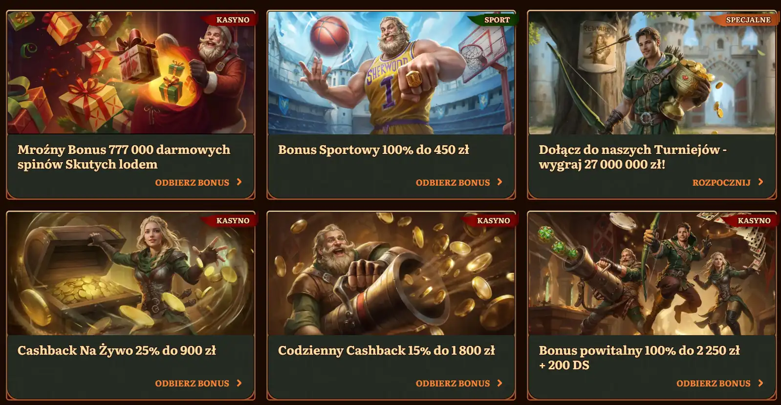 Kasyno WildRobin sekcja bonusów 