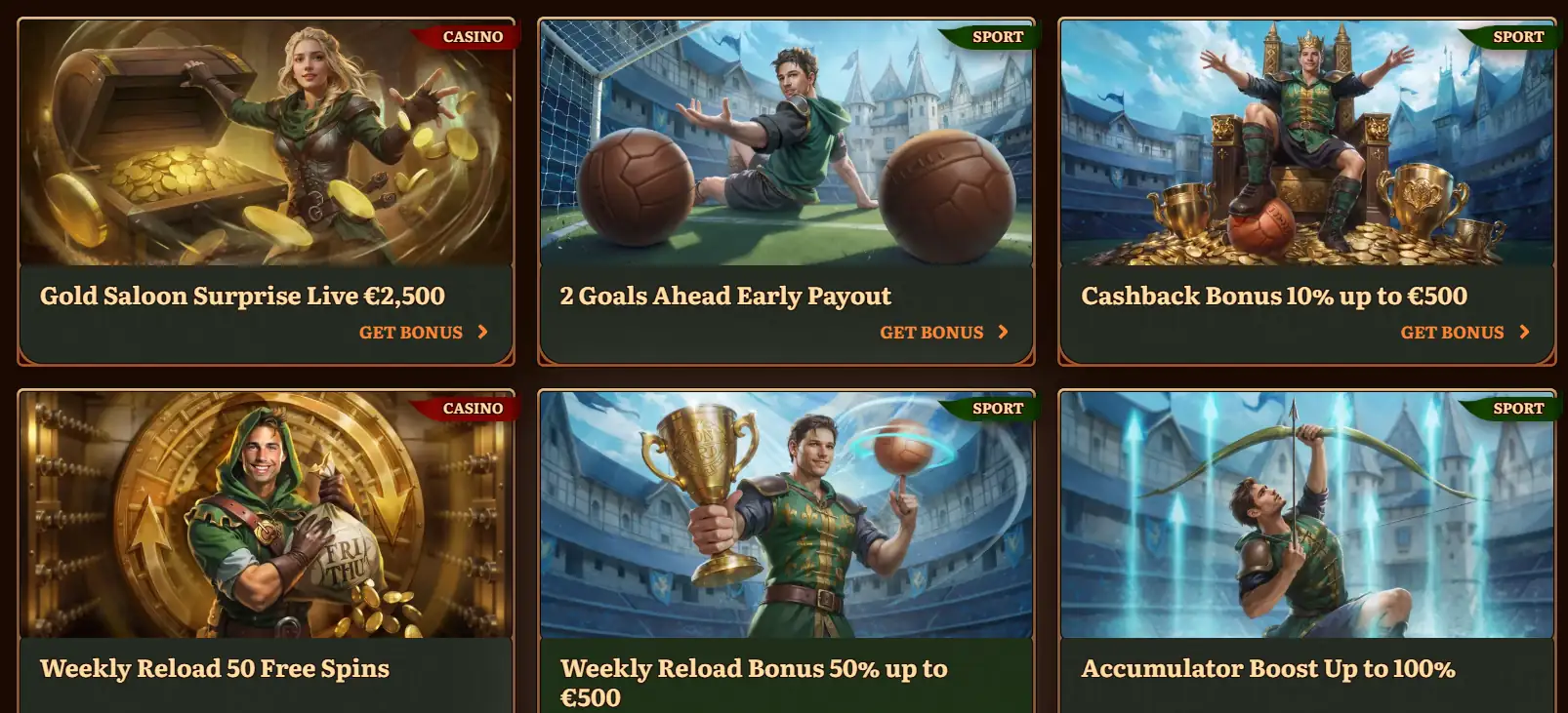 Ενότητα μπόνους του WildRobin Casino