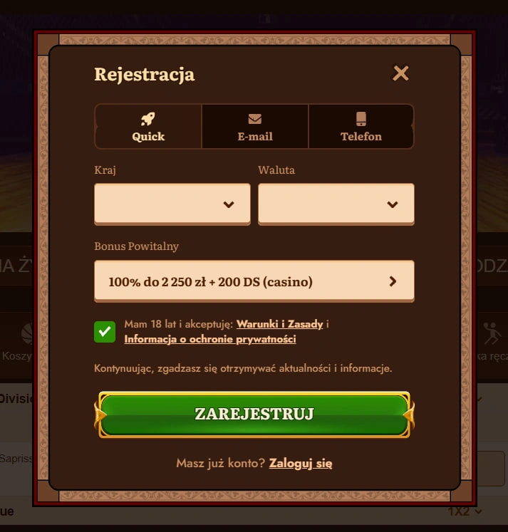 Kasyno WildRobin sekcja rejestracji 